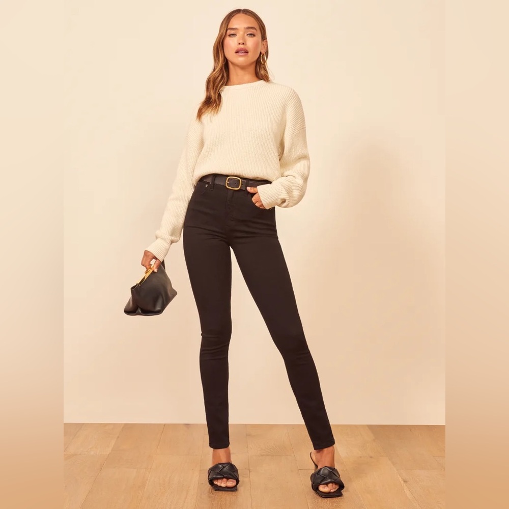 Reformation High Rise Black Skinny Jeans Size 25 EUC